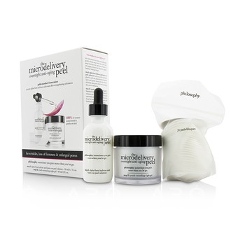 The Microdelivery Overnight Anti-Aging Peel: Peel Solution 50ml/1.7oz + Night Gel 60ml/2oz + Cotton Pads 24pcs